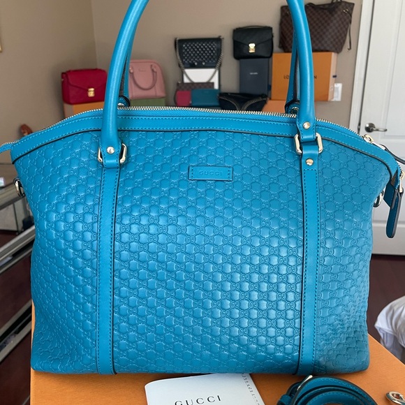 Gucci Turquise Blue Guccisimssa Dome crossbody tote - Picture 3 of 14